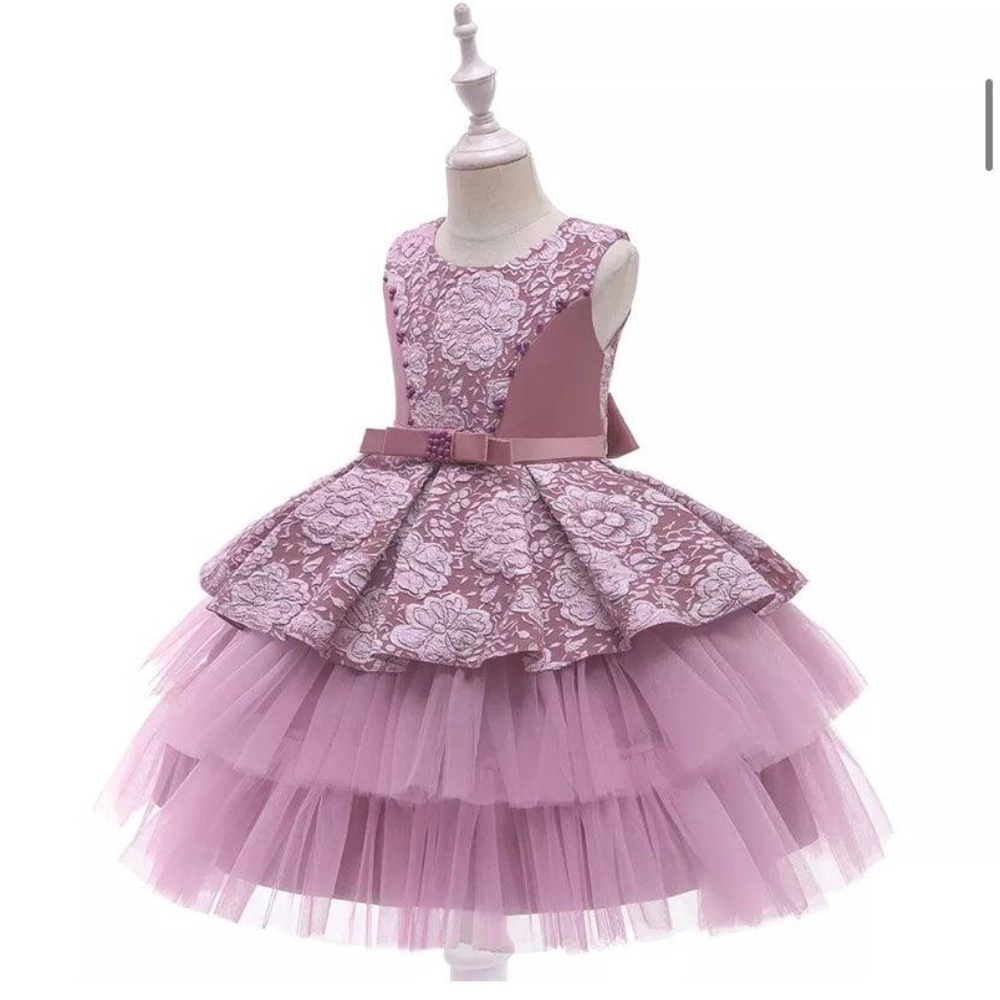Luxury Floral Embroidered Wedding Birthday Boutique Flower Girl Dress 5030 - Picture 2 of 6